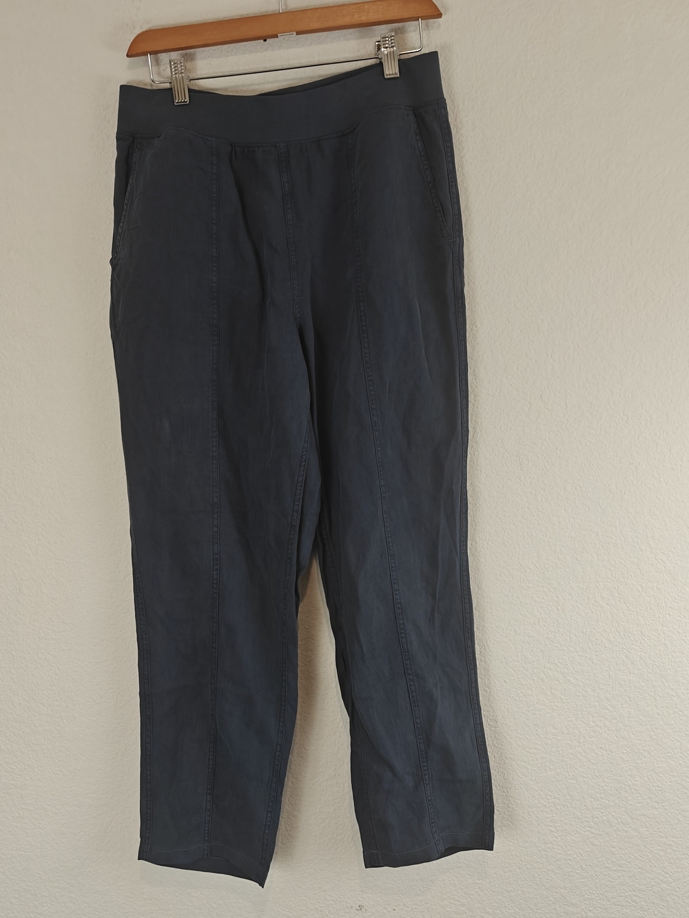 Faherty Arlie Day Pull-On Pants Wide Leg Linen Blend Elastic Waist M